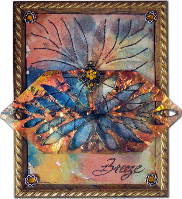 "Breeze" Fantasy Film, Art Glitter and Stencil Collage by Emily M. Miller