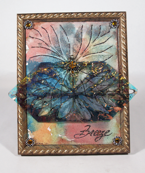 "Breeze" Fantasy Film, Art Glitter and Stencil Collage by Emily M. Miller