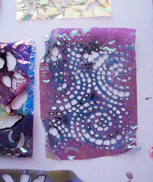 Dreamweaver Stencils and Art Glitter Fantasy Film Melting Technique
