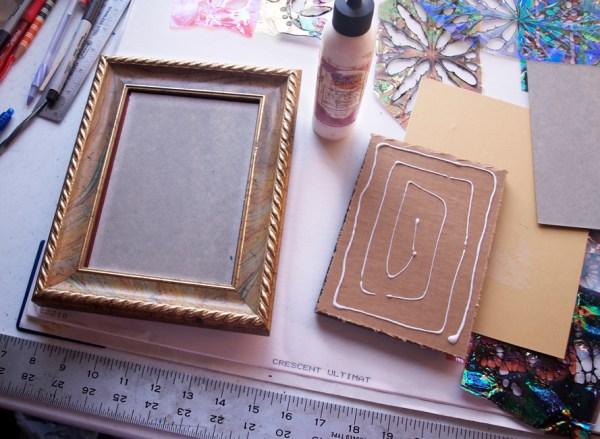 "Breeze" Fantasy Film, Art Glitter and Stencil Collage by Emily M. Miller